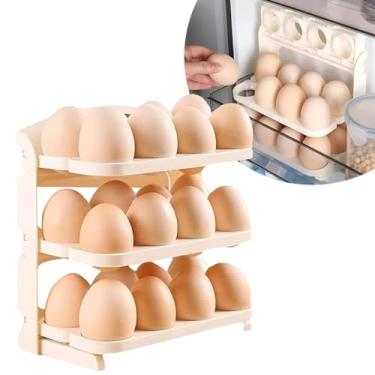 Imagem de Organizador de Ovos para Geladeira, Suporte com 3 Níveis, Plástico Branco, Capacidade para 36 Ovos