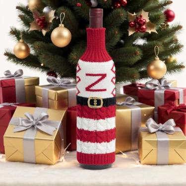 Imagem de Capa de garrafa de vinho de Natal, enfeite de mesa para festas sazonais, sala de jantar ou exibição doméstica, letra Z