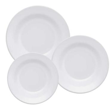 Imagem de Aparelho De Jantar Jogo 12 Pratos Branco Cerâmica Plus Biona