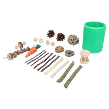Imagem de GLOGLOW Conjunto de Brinquedos para Cobaias Brinquedos para Hamster Conjunto de Cobaias Com Túnel, Madeira de maçã Mastigável e Feno de Timothy, Mastigação Enriquecida para Animais Pequenos 24