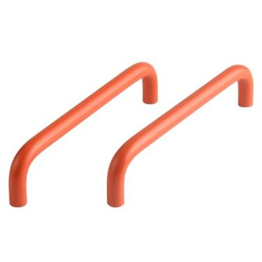 Imagem de funifiti Pacote com 5 puxadores cor laranja armário gaveta armário infantil puxador 5 polegadas (128 mm) orifício centro curvo alças de transporte (5, laranja, 5 polegadas (128 mm))