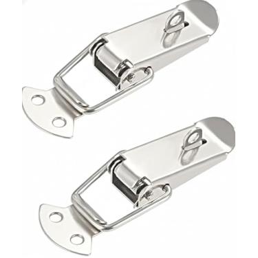 Imagem de Trava de Alavanca em Metal Cromado, Fecho Rápido com Mola Ajustável para Caixas e Baús, Kit com 2 Travas de Segurança