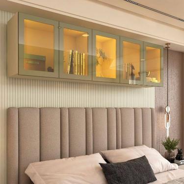 Imagem de Módulo Guarda-roupa Aéreo Reflecta 5 Portas com Led 100% Mdf Concept Off White