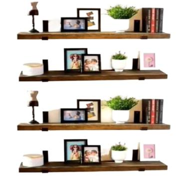 Imagem de Kit 4 Prateleira Indústrial Com Mão Francesa Invertida Luxo Organização(KIT 4 PRATELEIRA ENVELHECIDA)