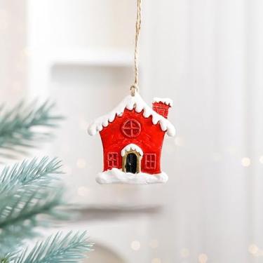Imagem de Decorações de Natal Resina Pequena Casa Micro Paisagem Resina Casa Pequenos Ornamentos Boneco de Neve Alce Papai Noel