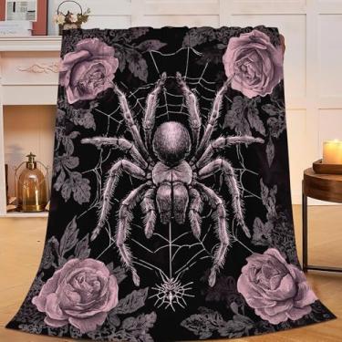Imagem de Cobertor de aranha gótica, cobertores, aranhas rosas, aviação, teia de aranha, felpudo, supermacio, aconchegante, quente, leve, decoração presentes para meninos, meninas, adultos, homens, mulheres