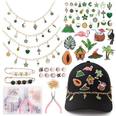 Imagem de Quorineo Kit de correntes de chapéu de caminhoneiro e remendos bordados – Conjunto decorativo faça você mesmo com pingentes de metal para chapéus personalizados (mulheres adolescentes e homens) Série