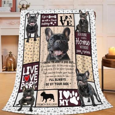 Imagem de Cobertor Pug Cobertor de flanela para cães, artigos de flanela para cães, decoração aconchegante, felpudo, macio, macio, leve, presentes para amantes de cães, meninas, homens, meninos, sofá, 203 x 152