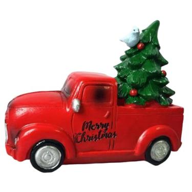 Imagem de Generic Estátua de árvore de Natal e caminhão em resina, peça colecionável, escultura ornamental para corredor, mesa, inauguração de casa ou estante, Árvore de Apoio
