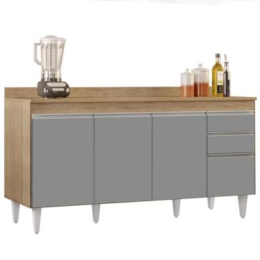 Imagem de Balcão Gabinete Para Pia Com Tampo 160cm Arkansas Castanho/cinza - Lumil