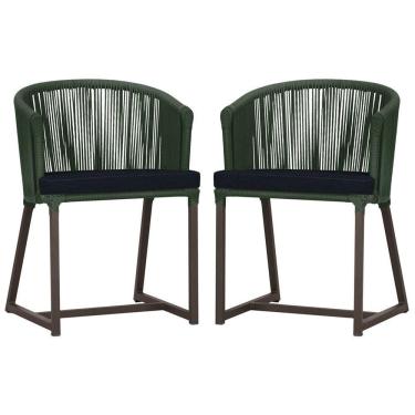 Imagem de 2 Cadeiras De Jantar Noronha Marrom Corda Náutica E12 Trama Verde