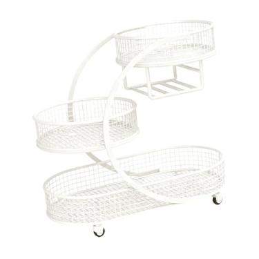 Imagem de Ｂｅｓｇａ Cesta de frutas, suporte para frutas, fruteira, decoração para casa, cesta para guardar pão, suporte para de legumes, ideal para sala de estar e, Branco