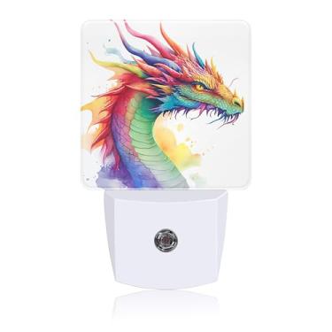 Imagem de Luz noturna de dragão arco-íris, luzes noturnas conectadas à parede com sensor de crepúsculo ao amanhecer, luz noturna para decoração de quarto feminino, masculino, corredor, cozinha, banheiro
