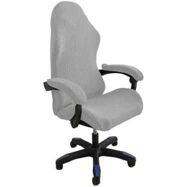 Imagem de LUMINFLY Capa de cadeira de jogos respirável com ajuste ajustável para cadeiras de escritório e computador, antiderrapante, inclui capas de apoio de braço, fácil de instalar, serve para todos os