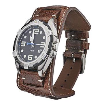 Imagem de STUNNING SELECTION Alpine Pulseira de relógio de couro vintage genuíno - preto, marrom, marrom nos tamanhos 20 mm, 22 mm e 24 mm - (marrom - 22 mm)