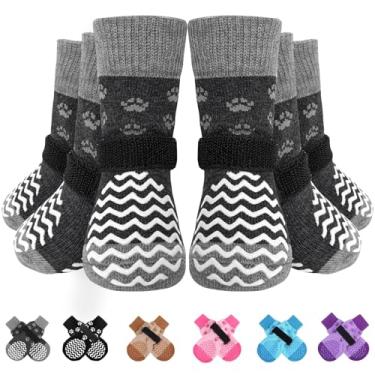 Imagem de EXPAWLORER 6 peças de meias antiderrapantes para cães para evitar lamber patas, sapatos de cachorro para pavimento quente, botas de cachorro de dois lados e botas protetoras de patas para pisos de