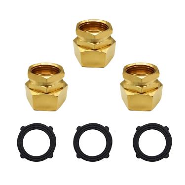 Imagem de AMZDIAI Conexões de mangueira de jardim de latão 3/4 NPT fêmea x 3/4 GHT fêmea para adaptador de mangueira de jardim, conector de tubo redutor de latão (pacote com 3)