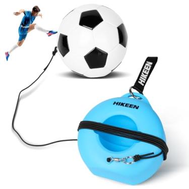 Imagem de Hikeen Rebote de treinador de futebol com bolas de corda elástica, conjunto de treinamento de futebol portátil com peso base de metal, equipamento de treino de futebol solo para crianças, adultos ou