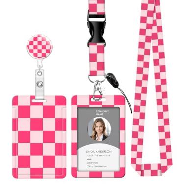 Imagem de Cordão retrátil para crachá de identificação com clipe e chaveiro, ajustável, bonito carretel de separação, durável, perfeito para mulheres enfermeiras, professoras, trabalhadoras de escritório