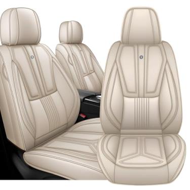 Imagem de Arazi Capas de assento dianteiras para Lexus RX350 2007-2025, capa de assento de couro napa cobertura total à prova d'água protetor de assento de carro (bege, 2 assentos padrão)