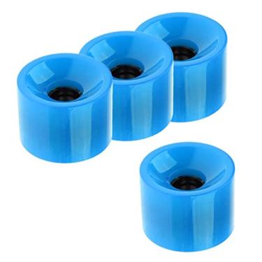Imagem de Pacote com 4 rodas macias de 70 x 51 mm para skate longboard - PU, cor brilhante - adequado para longboarders profissionais - azul