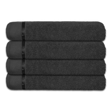 Imagem de Kit 4 Toalhas Banho Gigante Glamour 70x150cm - Super Macia (PRETAS)