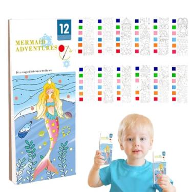 Imagem de Livro de pintura em aquarela de bolso, livro para colorir em aquarela,Livro de colorir aquarela criativo para crianças | Livro de pintura de desenhos animados, marcadores fofos de aquarela para inicia