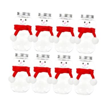 Imagem de ＫＬＫＣＭＳ Conjunto de 8 Garrafas de Natal em Formato de Boneco de Neve, Jarra para Bebidas em Formato de Boneco de Neve, Recipientes Reutilizáveis ​​de 500ml, Vermelho