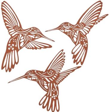 Imagem de QZGXDECO Decoração de parede de beija-flor de metal enferrujado de 23,5 cm – Escultura de parede decorativa de pássaro de ferro em estilo rústico de jardim interno/externo para cerca, pátio, quintal