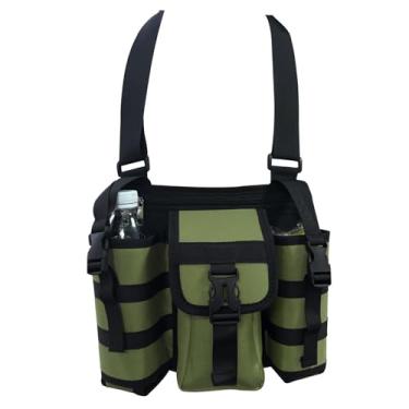 Imagem de Shakven Bolsa tipo estilingue esportiva, bolsa para garrafa de água, Mochila tipo estilingue com vários bolsos para treino esportivo, Bolsa de ombro para caminhadas de viagem com mosquetões para andar