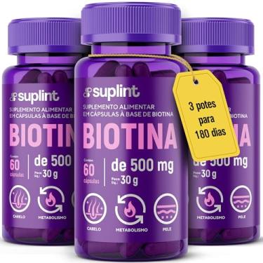 Imagem de Biotina 500 MG | Complexo de Beleza para Cabelo, Pele e Unhas | Suplemento para Crescimento Capilar | Vitaminas Sem Glúten | Desenvolvido na Holanda | Vitamina B para cabelo e unha | 60 Cápsulas (3)
