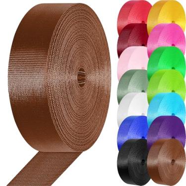 Imagem de Correias de nylon correias de nylon de 2,5 cm 3,8 cm, 3,3 10, 25, 50 metros, cintas para bolsas/cadeira de gramado/escalada ao ar livre artesanato DIY reparo de equipamentos (marrom, 3,8 cm x 50