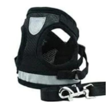 Imagem de Coleira Peitoral para Cães e Gatos - Conforto e Segurança, Tamanho Médio, Refletiva e Respirável(PRETO,G)