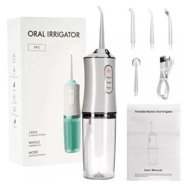 Imagem de Irrigador Oral Portátil com 4 Bicos e Cabo USB-C - Fio Dental Elétrico recarregável-Limpador de Prótese Fixa/Protocolo/Implante/Aparelho Ortodôntico Premium 110/220V (Branco)