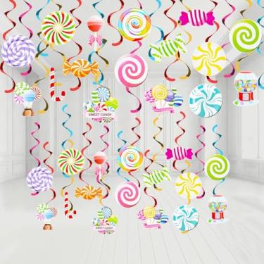 Imagem de Decorações de redemoinhos para pendurar doces, 36 peças, pirulito colorido, redemoinhos, decoração de teto, doces, terras, flâmulas, decorações de festa, Natal, cana-de-doce, férias, lembrancinhas de