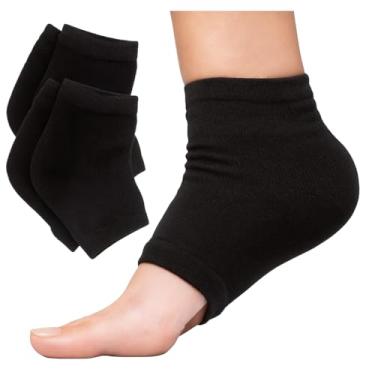 Imagem de 1 par de Meias de Gel de Silicone para Tratamento Dermatológico do Calcanhar — Hidratação Profunda e Amolecimento da Pele (Preta)