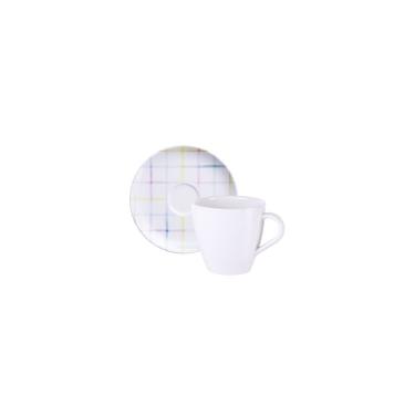 Imagem de Conjunto Xícara E Pires De Chá Tramontina Sweet Color Em Porcelana Decorada 200 Ml 2 Pi...