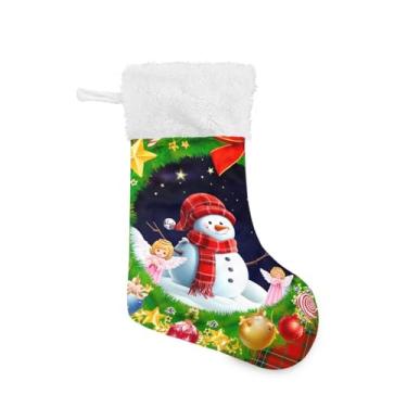 Imagem de GakkiGii Meia grande de Natal com padrão de floco de neve, decoração de Natal para pendurar na parede da árvore da lareira, 45 x 31 cm