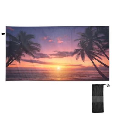 Imagem de ATTX Toalha de praia Ocean Sunset Palmeiras 76 x 152 cm - Cobertor de microfibra leve de secagem rápida e resistente à areia para piscina, ioga, academia e viagens | Esportes de banho de natação