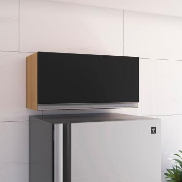 Imagem de Armário Cozinha Aéreo Geladeira 60cm Basculante Leticia Amêndoa/preto A01 - D'rossi