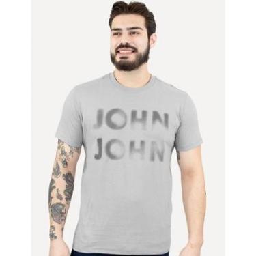 Imagem de Camiseta John John Masculina Logo Blur Cinza Médio-Masculino
