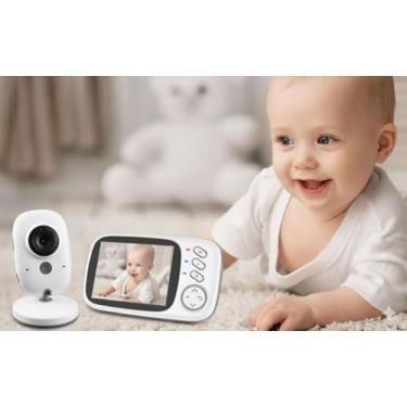 Imagem de Babá Eletrônica Inteligente Câmera para Bebês com Tela de 3.2" Visão Noturna 10M Infravermelha, Áudio Bidirecional, Detecção de Som VOX, Monitoramento Temperatura, com canção de Ninar