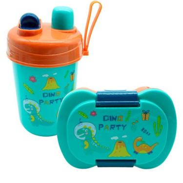 Imagem de Kit Marmita Infantil + Pote com Talher e Garrafinha 3 Peças Escolar - 