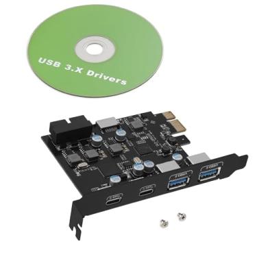 Imagem de Placa de expansão PCI-E com conector de 19 pinos porta tipo E PCIE para USB-C USB-A 5Gbps transferência de dados adaptador de painel frontal