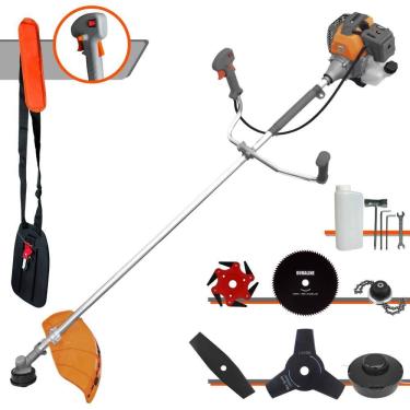 Imagem de Roçadeira Cortador de Grama Tekna RL430P À Gasolina 2T 43cc 1,7HP 6 Opções de Corte Com Facas 2 Pontas, 3 Pontas, 6 Pontas, 80 Dentes e Trimmer