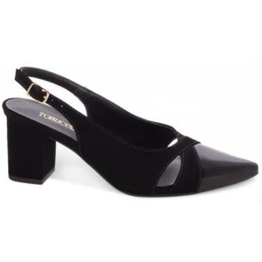 Imagem de Sapato Scarpin Verniz Preto e Nobuck Preto com Fivela de Ajuste na Cor Dourado, Torricell@ REF.: 600.01A (BR, Adulto, Numérico, 36)