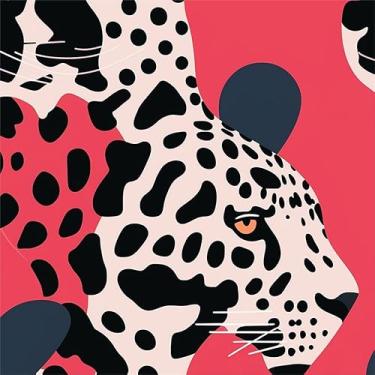 Imagem de MuralPeel Papel de parede moderno, vermelho, rosa, leopardo, preto, branco, autoadesivo, removível, fácil de descolar na parede, papel de parede para locatário de armário de quarto