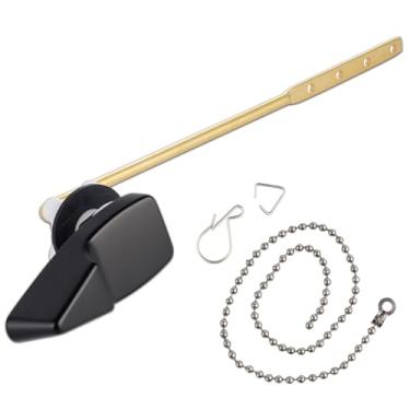 Imagem de Kit de substituição de alça de vaso sanitário de metal para montagem frontal universal compatível com vaso sanitário padrão americano/Mansfield/Gerber/TOTO/Kohler, alavanca de descarga de tanque de