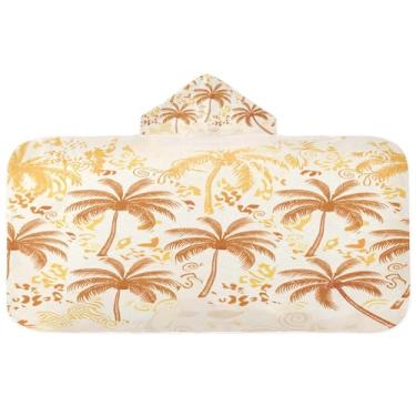 Imagem de CEBUGI Toalha de banho com capuz de palmeiras para crianças toalha de banho macia absorvente com capuz 127 x 59,7 cm toalha de banho de praia para meninos e meninas