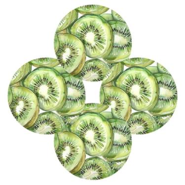 Imagem de Wassud Jogo americano conjunto de 4 tapetes de mesa redondos de kiwi verde para cozinha e jantar tapetes laváveis resistentes ao calor para decoração de mesa 39 cm